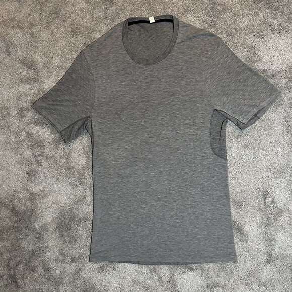 Lululemon Heather Gray Performance Short Sleeve Shirt Mens Small Stretch - Picture 1 of 10